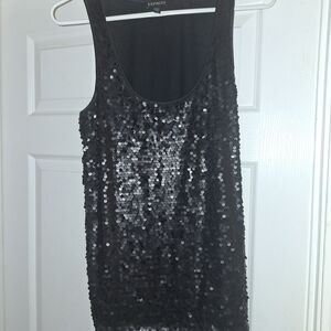 Express Black Sequin Tank Top